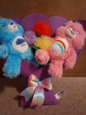 Care Bears Plush Pair - Blue and Pink Soft Stuffed Toys